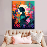 Woman in the flower garden - painting by numbers